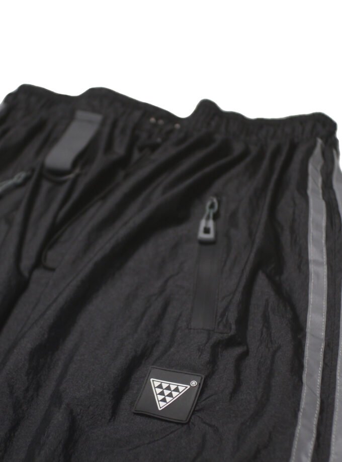 Wild Pleasure - Skirt Reflective Longskirt Cargo Nylon Crinkle Hitam Gorpcore Streetwear Techwear Pocket