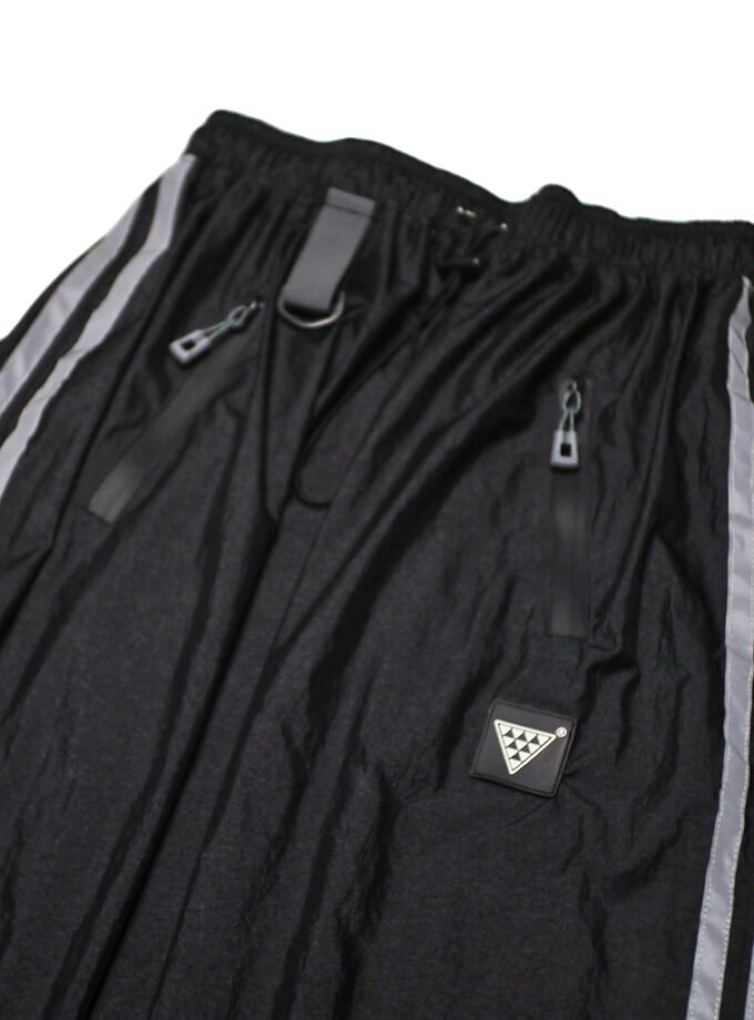 Wild Pleasure - Skirt Reflective Longskirt Cargo Nylon Crinkle Hitam Gorpcore Streetwear Techwear Pocket